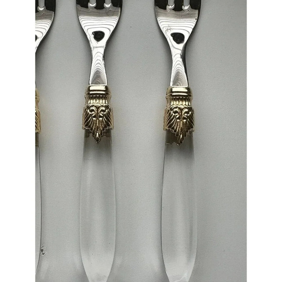 Godinger Laura Amber Transparent 4 Cake/Salad Forks Stainless 18/10 Clear - Picture 2 of 6